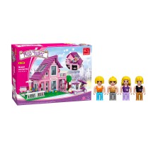 Игровой конструктор, Keyixing, 24801, Мир Чудес, Розовый домик, 4 минифигурки, 576 деталей, Цветная коробка