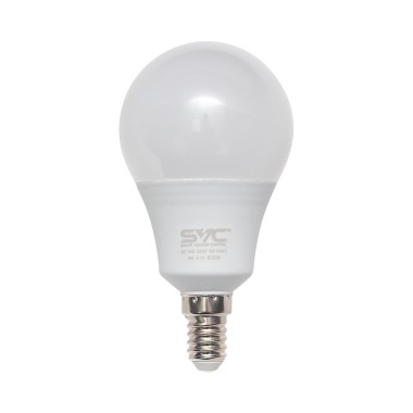 Эл. лампа светодиодная, SVC, LED G45-9W-E14-6500K, Мощность 9Вт, Тип колбы G45, Цвет. Температура 6500K, Цоколь E14, Холодный