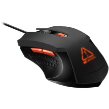 CANYON Star Raider GM-1, Optical Gaming Mouse with 6 programmable buttons, Pixart optical sensor, 4 levels of DPI and up to 3200, 3 million times key life, 1.65m PVC USB cable,rubber coating surface and colorful RGB lights, size:125*75*38mm, 115g