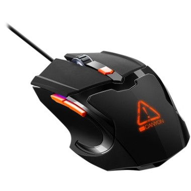 CANYON Vigil GM-2, Optical Gaming Mouse with 6 programmable buttons, Pixart optical sensor, 4 levels of DPI and up to 3200, 3 million times key life, 1.65m PVC USB cable,rubber coating surface and colorful RGB lights, size:125*75*38mm, 140g