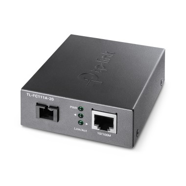 Медиаконвертер, TP-Link, TL-FC111A-20, WDM, с 1 портом 10/100Base-TX и 1 портом 100Base-FX с разъемом SC (ТХ: 1550 нм. RX: 1310 нм) для одномодового оптического кабеля (до 20 км)