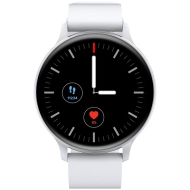 CANYON Badian SW-68, Smartwatch, Realtek 8762CK, 1.28''TFT 240x240px; RAM : 160KB,  Lithium-ion polymer battery, 3.7V 190mAh Include, Silver Zinc alloy middle frame + plastic bottom case+ white Silicone strap + silver strap buckle, 44.9x 10.9mm, stra