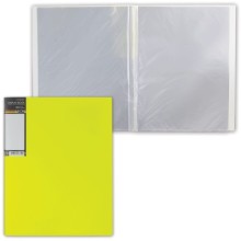 Папка пластиковая "Hatber HD", A4, 20 вкладышей, 700мкм, корешок 14мм, серия "Diamond Neon - Жёлтая"