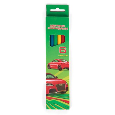 Карандаши "Hatber VK", 6 цветов, серия "Автопанорама", в картонной упаковке