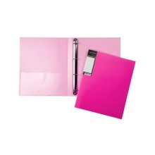 Папка пластиковая "Hatber HD", А4, на 4-х кольцах, 700мкм, корешок 25мм, серия "Diamond Neon - Розовая"