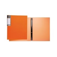 Папка пластиковая "Hatber HD", А4, на 4-х кольцах, 700мкм, корешок 25мм, серия "Diamond Neon - Оранжевая"