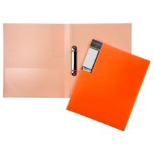 Папка пластиковая "Hatber HD", А4, на 2-х кольцах, 700мкм, корешок 25мм, серия "Diamond Neon - Оранжевая"