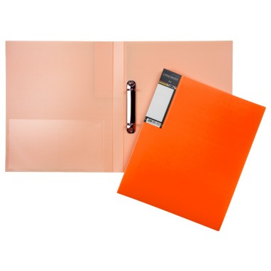 Папка пластиковая "Hatber HD", А4, на 2-х кольцах, 700мкм, корешок 25мм, серия "Diamond Neon - Оранжевая"