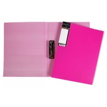 Папка пластиковая "Hatber HD", А4, 700мкм, корешок 14мм, металлический зажим, серия "Diamond Neon - Розовая"