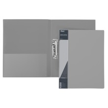 Папка пластиковая "Hatber", А4, 700мкм, корешок 17мм, металлический зажим, карман, серия "Standard - Серая"