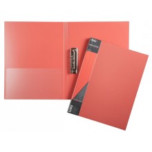Папка пластиковая "Hatber", А4, 700мкм, корешок 17мм, металлический зажим, карман, серия "Standard - Красная"