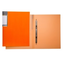 Папка пластиковая "Hatber HD", А4, 700мкм, корешок 17мм, пружинный скоросшиватель, серия "Diamond Neon - Оранжевая"