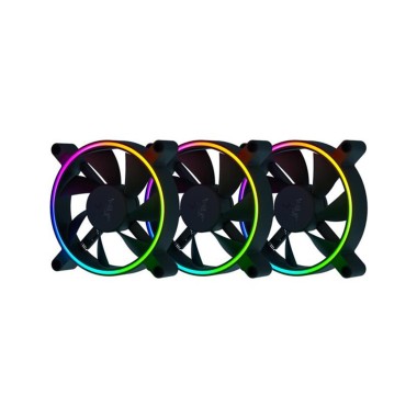 Кулер для компьютерного корпуса, Razer, Kunai Chroma 120MM aRGB LED PWM Performance Fan - 3 Fan, RC21-01810100-R3M1, Вентилятор 120мм, время работы 60 000 часов, Подсветка ARGB, 182 гр, Габариты 120х120х25мм, Черный