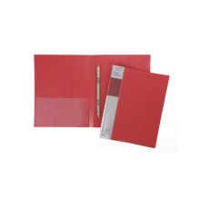 Папка пластиковая "Hatber", А4, 700мкм, корешок 17мм, пружинный скоросшиватель, карман, серия "Standard - Красная"