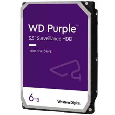 HDD Video Surveillance WD Purple 6TB CMR, 3.5'', 256MB, SATA 6Gbps, TBW: 180