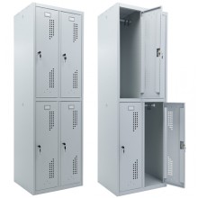Металлический шкаф для одежды Практик LS-22-60K, 4  секции, перекладина, крючки