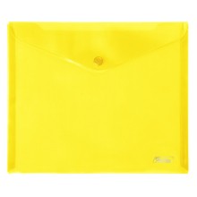 Папка-конверт пластиковая "Hatber", А5, 180мкм, на кнопке, жёлтая