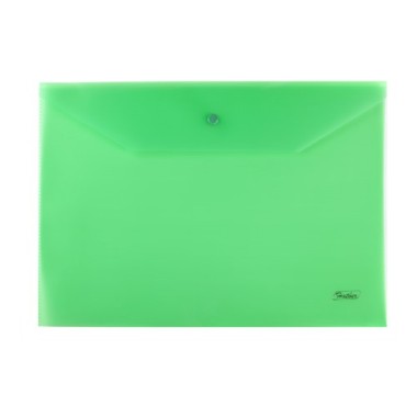 Папка-конверт пластиковая "Hatber", А4, 180мкм, на кнопке, зелёная