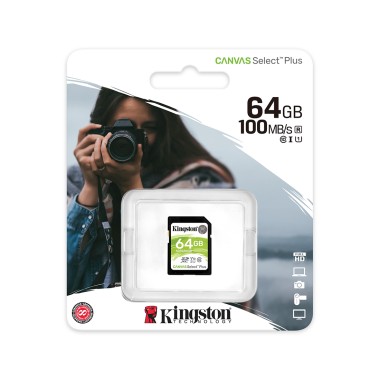 Карта памяти, Kingston, SDS2/64GB, SD 64GB, Canvas Select Plus