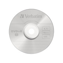 Диск DVD+R, Verbatim, (43498) 4.7GB, 16х, 10шт в упаковке, Незаписанный