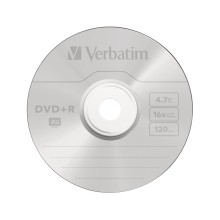 Диск DVD+R, Verbatim, (43550) 4.7GB, 16х, 50шт в упаковке, Незаписанный