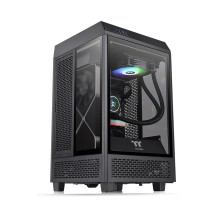 Компьютерный корпус, Thermaltake, The Tower 100, CA-1R3-00S1WN-00, SPCC, Tempered Glass*3, Mini-ITX, USB 3.2 (Gen 2) Type-C x 1, USB 3.0 x 2, 1 х 120 мм (верхн.панель), 1 х 120 мм (задн.панель), Чёрный