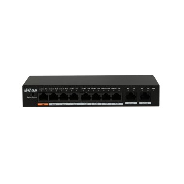 Коммутатор, Dahua, DH-PFS3010-8ET-96, Настольный, 8 портов 10/100M RJ45 + 2 порта 10/100/1000М RJ45, PoE, Корпус металл