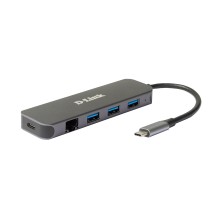 Сетевой адаптер, D-Link, DUB-2334/A1A,разъем USB Type-C, 3 порта USB 3.0, 1 порт USB Type-C/PD 3.0 и 1 порт Gigabit Ethernet
