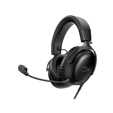 Гарнитура, HyperX, 727A8AA, Cloud III - Gaming Headset (Black), Микрофон съёмный гибкий, Динамики 53 мм, 150 мВт, 15-25000 гц, Блок управления звуком USB удлинитель, Чёрный