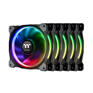 Кулер для компьютерного корпуса, Thermaltake, Riing Plus 12 RGB, CL-F054-PL12SW-A, 120мм, 1500 об.мин, 5-Fan Pack, Чёрный