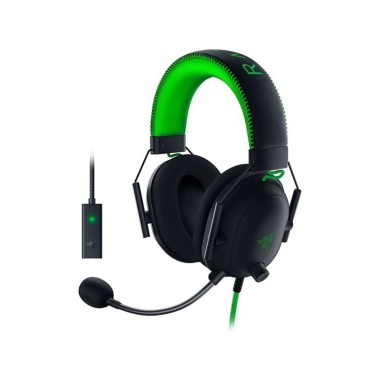 Гарнитура, Razer, Blackshark V2 + USB Sound Card - SE, RZ04-03230200-R3M1, Игровая гарнитура, THX Spatial Audio, 12 - 28000 Гц, 60дБ, 32 Ом, 50 мм, Съемный razer™ HyperClear Кардиоидный микрофон, Проводные, 3,5 мм (mini jack), Черно-зеленый