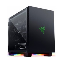 Компьютерный корпус RAZER Tomahawk Mini-ITX, RC21-01400100-R3M1, Mini-DTX, алюминий, закаленное стекло, настольное шасси, 3 слота расширения, 3x 2,5” жесткий диск или SSD, Сталь SPCC толщиной 0,8 мм, SFX, SFX-L, черный