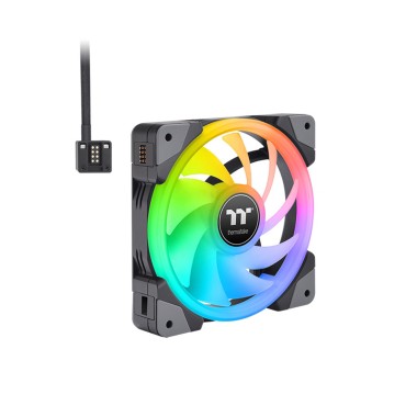 Кулер для компьютерного корпуса, Thermaltake, SWAFAN EX12 RGB PC Cooling Fan, CL-F143-PL12SW-A, Вентилятор 120мм, 500-2000 об.мин, USB 2.0 (9 Pin), 57.11CFM, 32.5 dBA, Подсветка, Габариты 120х120х25мм, Чёрный