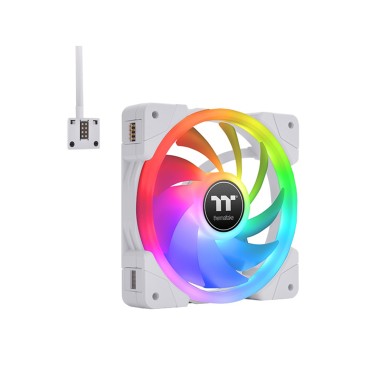 Кулер для компьютерного корпуса, Thermaltake, SWAFAN EX12 RGB PC Cooling Fan White, CL-F161-PL12SW-A, Вентилятор 120мм, 500-2000 об.мин, USB 2.0 (9 Pin), 57.11CFM, 32.5 dBA, Подсветка, Габариты 120х120х25мм, Белый