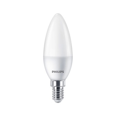 Лампа, Philips, LED Candle 5W-500lm-E14-827B35NDFR, Ecohome, Мощность 5Вт, Световой поток 500Лм, Цоколь E14, Индекс цветопередачи 80CRI, Температура 2700К, Форма лампы B35, Матовая колба, Теплый