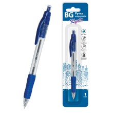 Ручка шариковая автоматическая "BG Kyoto", 1мм, синяя, чернила на масляной основе, резиновый грип, прозрачный корпус, 1шт в блистере