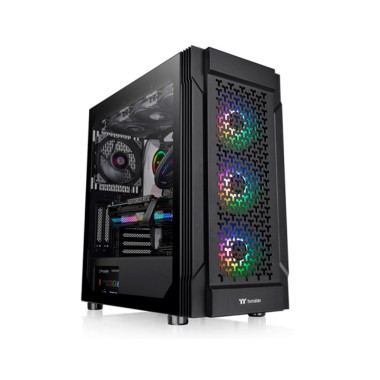 Компьютерный корпус, Thermaltake, Versa T27 TG ARGB, CA-1W2-00M1WN-01, Micro ATX/Mini ITX, USB 3.2 (Gen 2) Type-Cx1/USB 3.0x2, 2*3.5/ 2*2.5, HD Audio x1, Высота процессорного куллера до 175 мм, Длина VGA до 380 мм, 485*225*464,2мм, Без Б/П, Чёрный