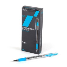 Ручка шариковая "Hatber K-9", 0,4мм, синяя, чернила на масляной основе, резиновый грип, прозрачный корпус