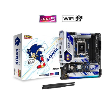 Материнская плата, ASRock, B760M PG SONIC WIFI (4710483941788), LGA1700, iB760, 4xDDR5 3600/4000/4400/4800/7200+(OC), 4xSATA3, 3xM.2 (PCI-E 4.0x4), Raid, 1xDP, 1xHDMI, 2xPCI-Ex16, WiFi, mATX