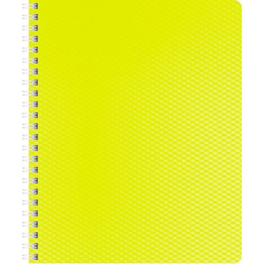 Тетрадь "Hatber", 80л, А5, клетка, пластиковая обложка, на гребне, серия "Diamond Neon - Жёлтая"