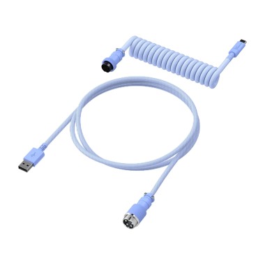 Провод для механической клавиатуры, HyperX, USB-C Coiled Cable, 6J682AA, 5-Pin Aviator Connector, USB-C to USB-A, Светло-фиолетовый