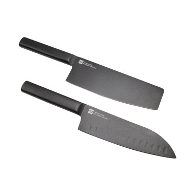 Набор ножей, HuoHou Cool black non-stick steel knife set, HU0015, 2 предмета, Нержавеющая сталь, Большой нож: длина клинка 17.7 см, Средний нож: длина клинка 16.8 см, Защита от коррозии, Черный