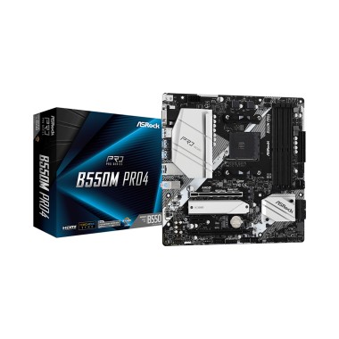 Материнская плата, ASRock, B550M PRO4 (4710483931598), AM4, B550, 4xDDR4 3200, 6xSATA3, 2xM2.0, Raid, 1xD-Sub, 1xHDMI, 1xDP, 2xPCI-Ex16, 1xPCI-Ex1, mATX