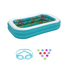 Детский надувной игровой бассейн Undersea Adventure 262 х 175 см, BESTWAY, 54177, Винил, 778л., 3+, В наборе 3D очки и россыпь волшебных кристаллов, Синий, Цветная коробка
