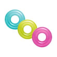 Круг для плавания Transparent 76см, INTEX, 59260NP, Винил, 8+, Зелёный/розовый/голубой в ассортименте, Пакет
