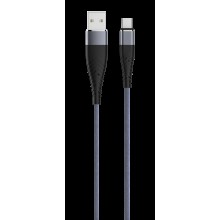 Кабель Olmio Solid, USB 2.0 - Type-C, 1.2м, 2.1A, усиленный, цвет титановый