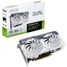 ASUS Video Card NVidia Dual GeForce RTX 4060 Ti White OC Edition 8GB GDDR6 VGA with two powerful Axial-tech fans and a 2.5-slot design for broad compatibility, PCIe 4.0, 1xHDMI 2.1a, 3xDisplayPort 1.4a