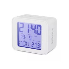 Часы с термометром, Kitfort, КТ-3303-2, Измерение температуры в помещении, Встроенный датчик, Будильник, Календарь, Часы, Питание от батареек, Белый