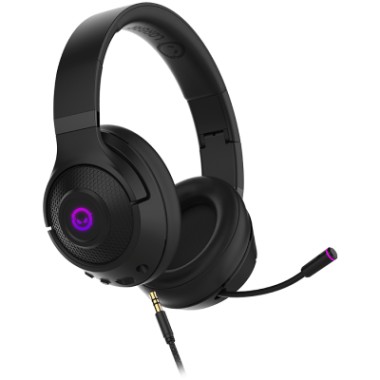 LORGAR Noah 701, gaming headset with microphone, 2.4GHz USB dongle + BT 5.1 Realtek 8763, battery 1000mAh, type-C charging cable 0.8m, audio cable 1.5m, size:195*185*80mm, 0.28kg. Black