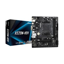 Материнская плата, ASRock, A520M-HDV (4710483932267), AM4, A520, 2xDDR4 3200, 4xSATA3, 1xM.2, 1xDVI-D, 1xD-Sub, 1xHDMI, 1xPCI-Ex16, 1xPCI-Ex1, mATX